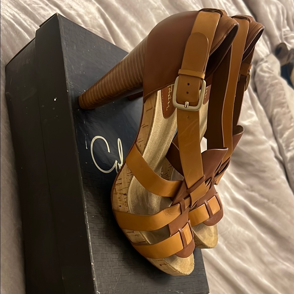 Cole Haan Brown and Tan Strappy Sandals